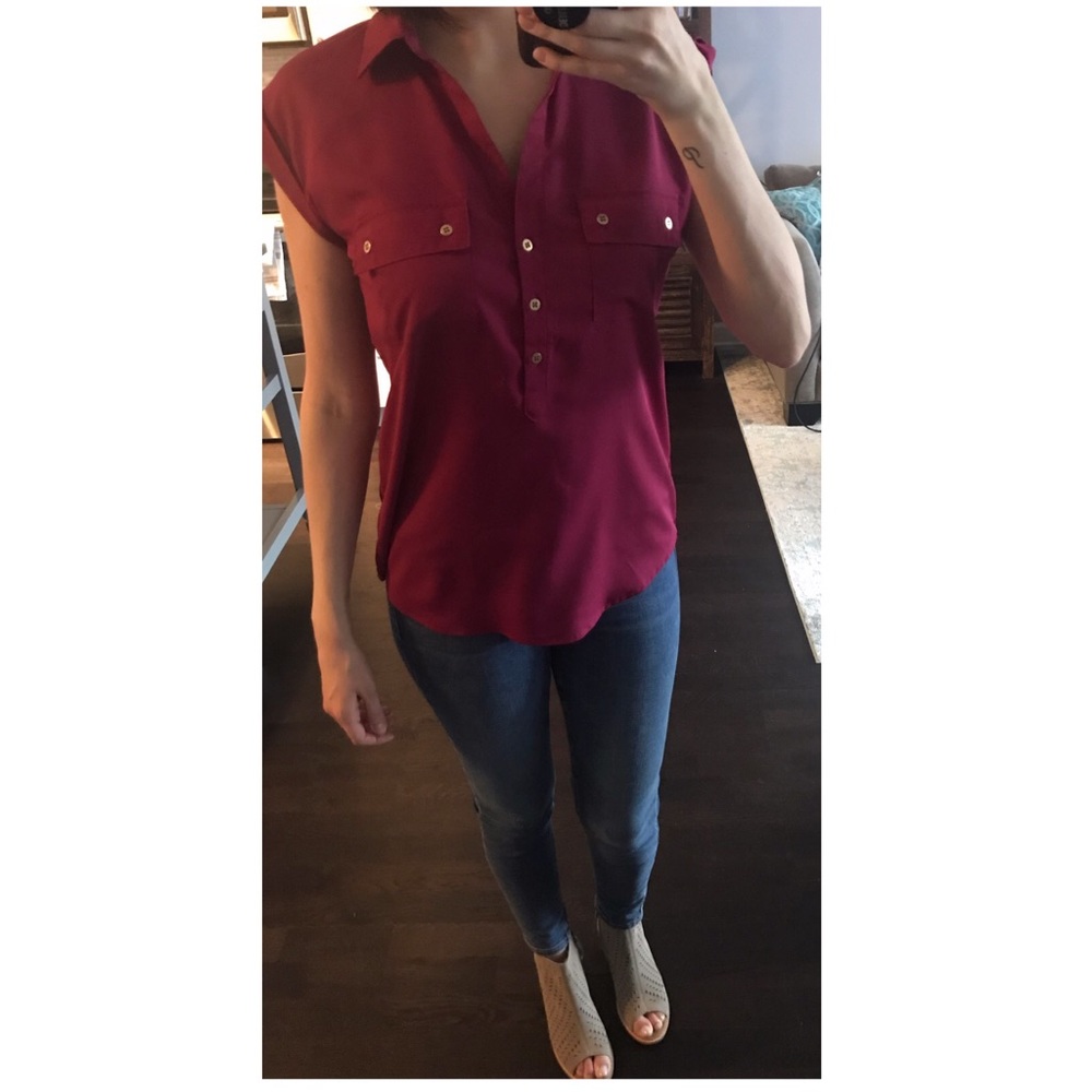 New York and Co Burgundy Blouse